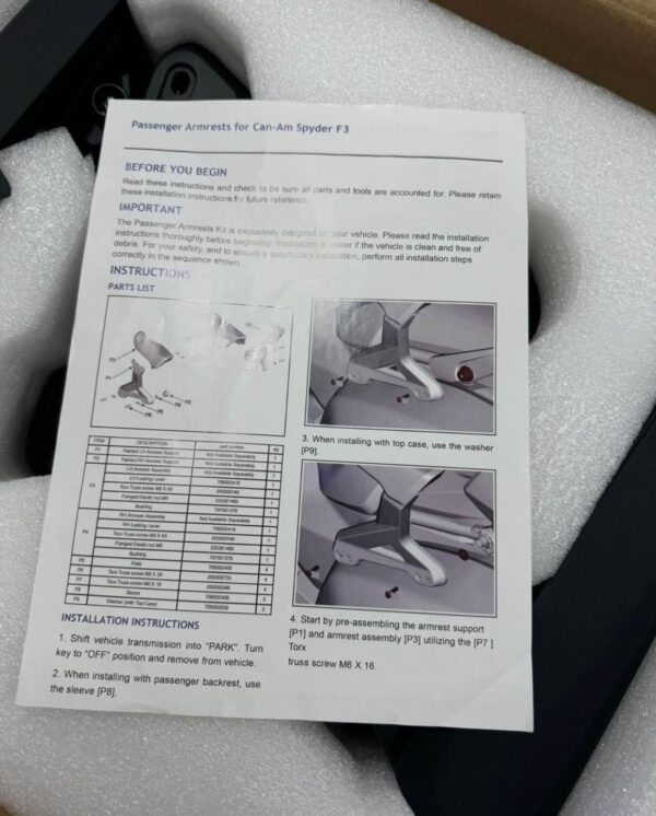 CanAm Spyder Passenger Armrest - Image 4